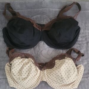 Elegant Black and Cream Lace Bras